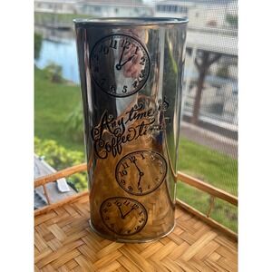 Vintage Neiman Marcus Silver Metal Coffee Canister